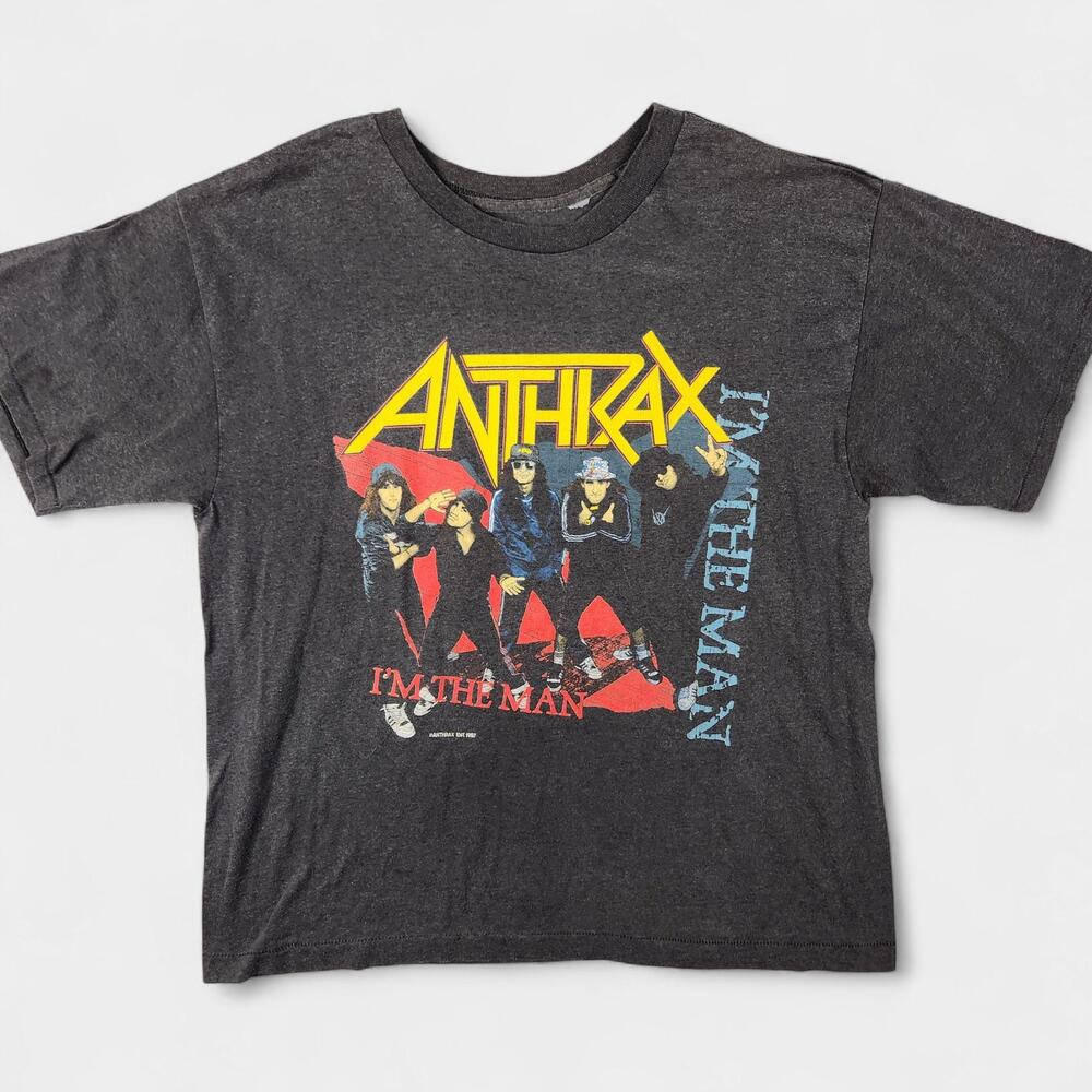 Vintage Anthrax Shirt Mens Medium Black I'm The Man 1987 Metal Band Graphic 80s